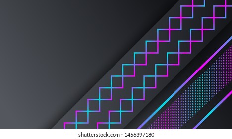 Dark Neon Technology Banner Background Template, suitable for presentation, banner promotion, brochure