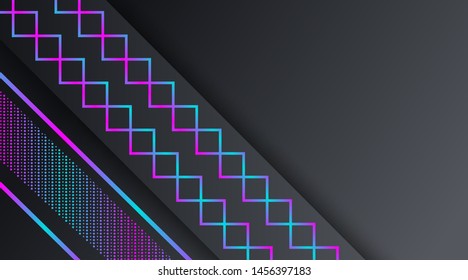 Dark Neon Technology Banner Background Template, suitable for presentation, banner promotion, brochure