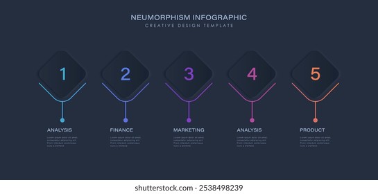 Plantilla de infografía neumática oscura para diagrama, gráfico, presentación y gráfico.