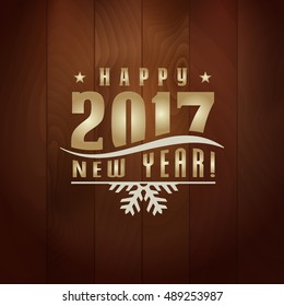 dark new timber scene that make a difference in your new design with a classic offset golden mark of merry xmas and laughing new year 2017 vector painting design template for reception card or holiday