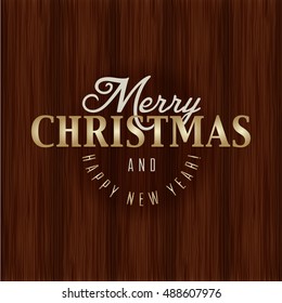 dark new wood background that make a difference in your new design with a aged typography yellow mark of merry xmas and cheerful new year 2017 vector illustration design template for reception postcar