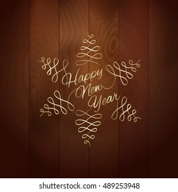dark new wood background that make a difference in your new design with a classic typography yellow sign of merry xmas and joyful new year 2017 vector painting design template for reception cardboard