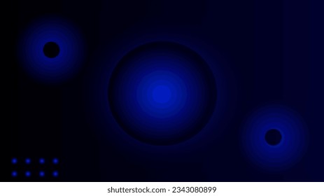 Dark night blue gradient background with glowing spheres