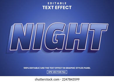 Dark night editable text effect template, vector illustration