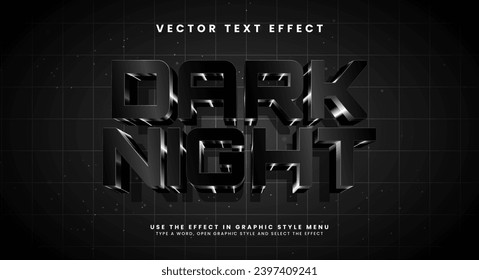 Dark night editable text style effect. Vector text effect with dark black color.