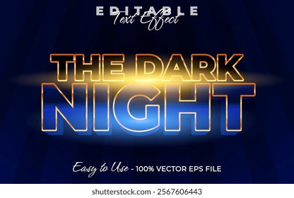 The dark night Editable text style effect, Glossy 3D text style theme