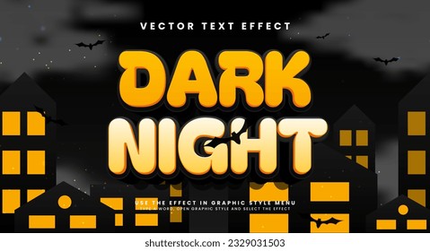 Dark night editable vector text effect, Monster pumpkins cartoon editable vector text effect, for the needs of a Halloween themed event.