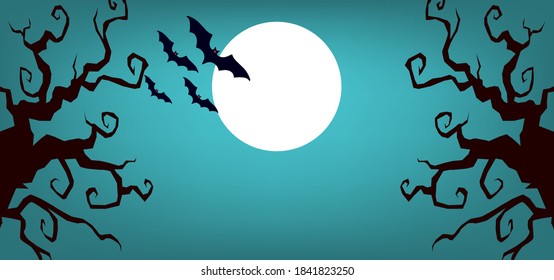Dark night in forest , halloween background halloween banner poster etc