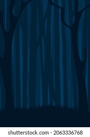 Dark night forest landscape. Abstract vector background