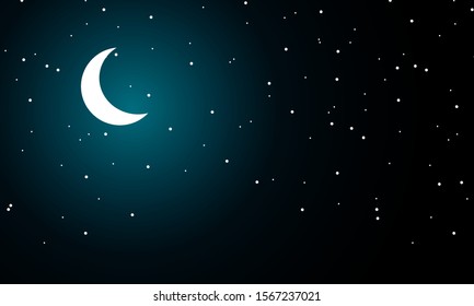 dark night with half moon Vector