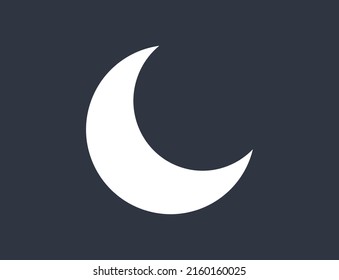 Dark night mode icon. Vector with moon on black background.
