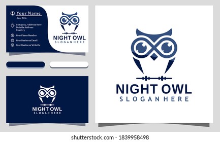 Dark Night Owl logo design vector Illustration, business card template