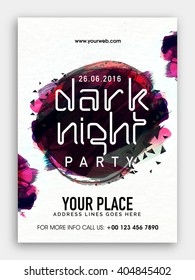 Dark Night Party Template, Dance Party Flyer, Musical Party Banner or Club Invitation with abstract design.