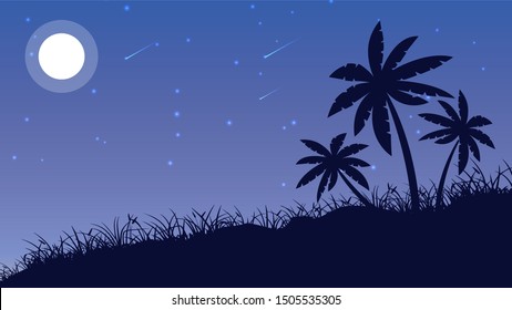 Dark night scene with moon light background