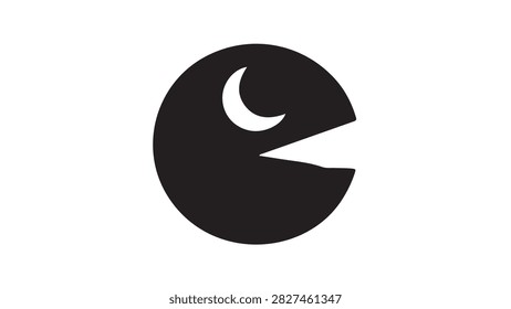 Dark night sky with crescent moon and star silhouette, ideal for celestial, mystical, or nighttime themed projects