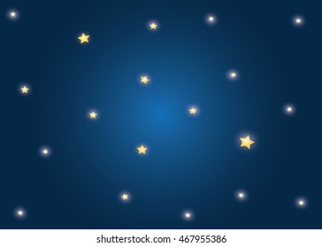 Dark night sky with sparkling stars and planets