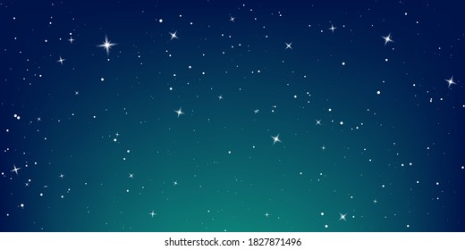 Dark night sky. Starry sky color background. Infinity space with shiny stars. Vector illustration