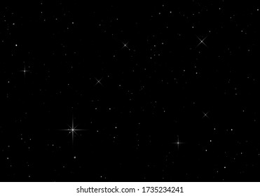 Dunkler Nachthimmel. Sternenhimmel. Unendlicher Raum mit glänzenden Sternen. Hintergrund