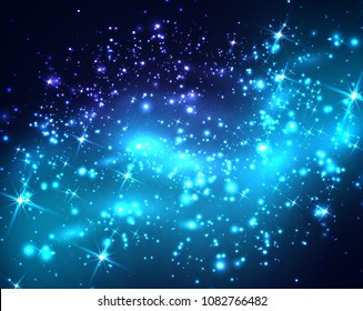 Dark Night Sky With Stars and Galaxy, vector