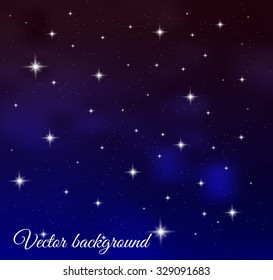 Dark night starry sky background. Vector