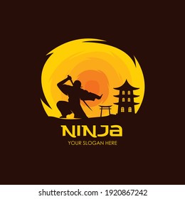 Dark ninja flat logo illustration