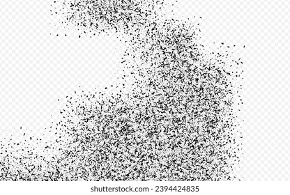 Dark Noise Vector Transparent Background. Gloomy Stipple Grain Brochure. Abstract Powder Pattern. Sullen Dirt Fly Catalog. Flying Dotted. Spray Confetti Layout.