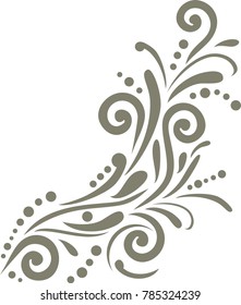 Dark olive ornamental element for design. Vector