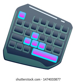 Dark One Hand Gaming Keyboard, Gaming keypad, Mini Gaming Keyboard on isolated background, bright flat icon with pink and blue colors. white back vector.