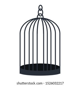 dark open empty cage for birds or animals in vintage dome-shape. vector illustration