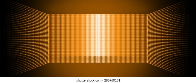 Dark orange Abstract light lamps background for Technology computer graphic website internet and business.. Screen on stage. Vector illustration.Spot Effect. neon. point, platform, Spotlights