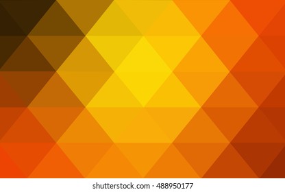 Dark orange abstract mosaic background. Shining illustration, which consist of triangles. The textured pattern can be used for background.