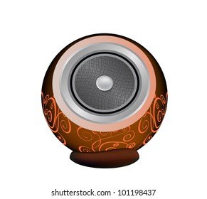 dark orange audio speaker isolated on white background