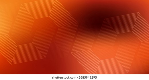 Dark orange background with hexagon geometric lines pattern. Abstract shiny hexagon lines. Futuristic technology concept. eps 10	