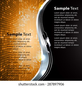 dark orange black silver Light Abstract Technology background for computer graphic website internet. text box. Brochure. card. wave. label. banner. curve. pixel.