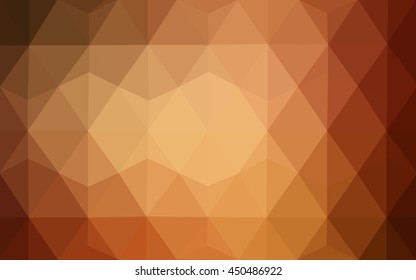 Dark orange blurry triangle background. Colorful abstract illustration with gradient. Brand-new style for your business design.