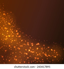 dark orange brown sparkling flashes glowing background. vector illustration