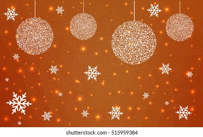 Dark Orange christmas postcard low polygon background. Vector illustration consisting of triangles. Abstract triangular polygonal origami or crystal design of New Year celebration.