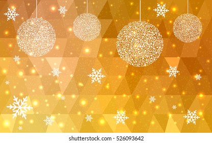Dark orange christmas postcard low polygon background. Vector illustration consisting of triangles. Abstract triangular polygonal origami or crystal design of New Year celebration.