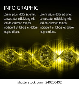 Dark orange color Light Abstract Technology background for computer graphic website internet and business. text box. Brochure. card. sound wave.
