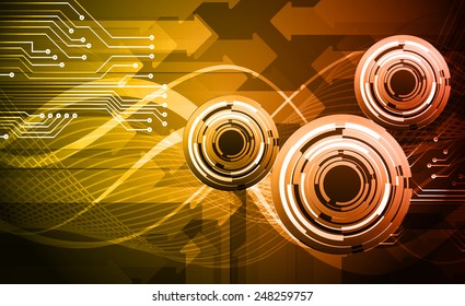 Dark orange color Light Abstract Technology background for computer graphic website internet. circuit. wave