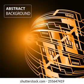Dark orange color Light Abstract Technology background for computer graphic website internet and business. circuit. text box. card. label. brochure.
