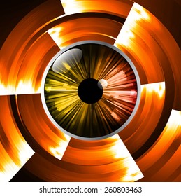 Dark orange color Light Abstract Technology background for computer graphic website internet. orange eye