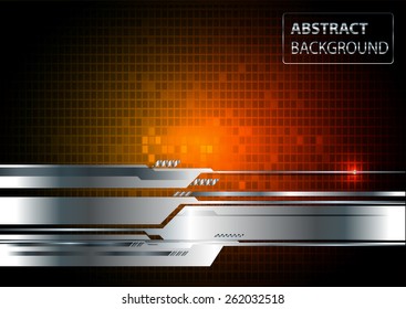 Dark orange color Light Abstract Technology background for computer graphic website internet and business. silver. circuit. text box. Brochure. card. label. banner