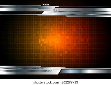 Dark orange color Light Abstract Technology background for computer graphic website internet. pixel. Tables, mosaic. silver