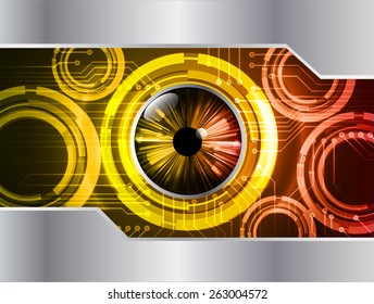 dark orange color Light Abstract Technology background for computer graphic website internet and business. circuit. silver background. orange eye.