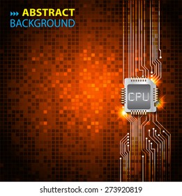 dark orange color Light Abstract Technology background for computer graphic website internet and business. circuit. vector illustration. text box. card. banner. label. CPU