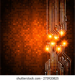 dark orange color Light Abstract Technology background for computer graphic website internet and business. circuit. vector illustration. text box. card. banner. label. CPU