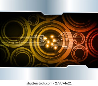 Dark orange color Light Abstract Technology background for computer graphic website internet. circuit. infographics. silver. metal. star