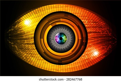 dark orange color Light Abstract Technology background for computer graphic website internet and business. circuit. vector illustration. infographics. eye eyeball.