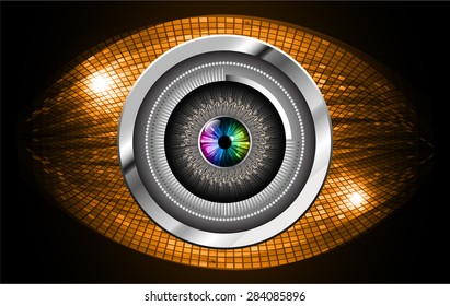dark orange color Light Abstract Technology background for computer graphic website internet and business. circuit. vector illustration. infographics. eye eyeball.